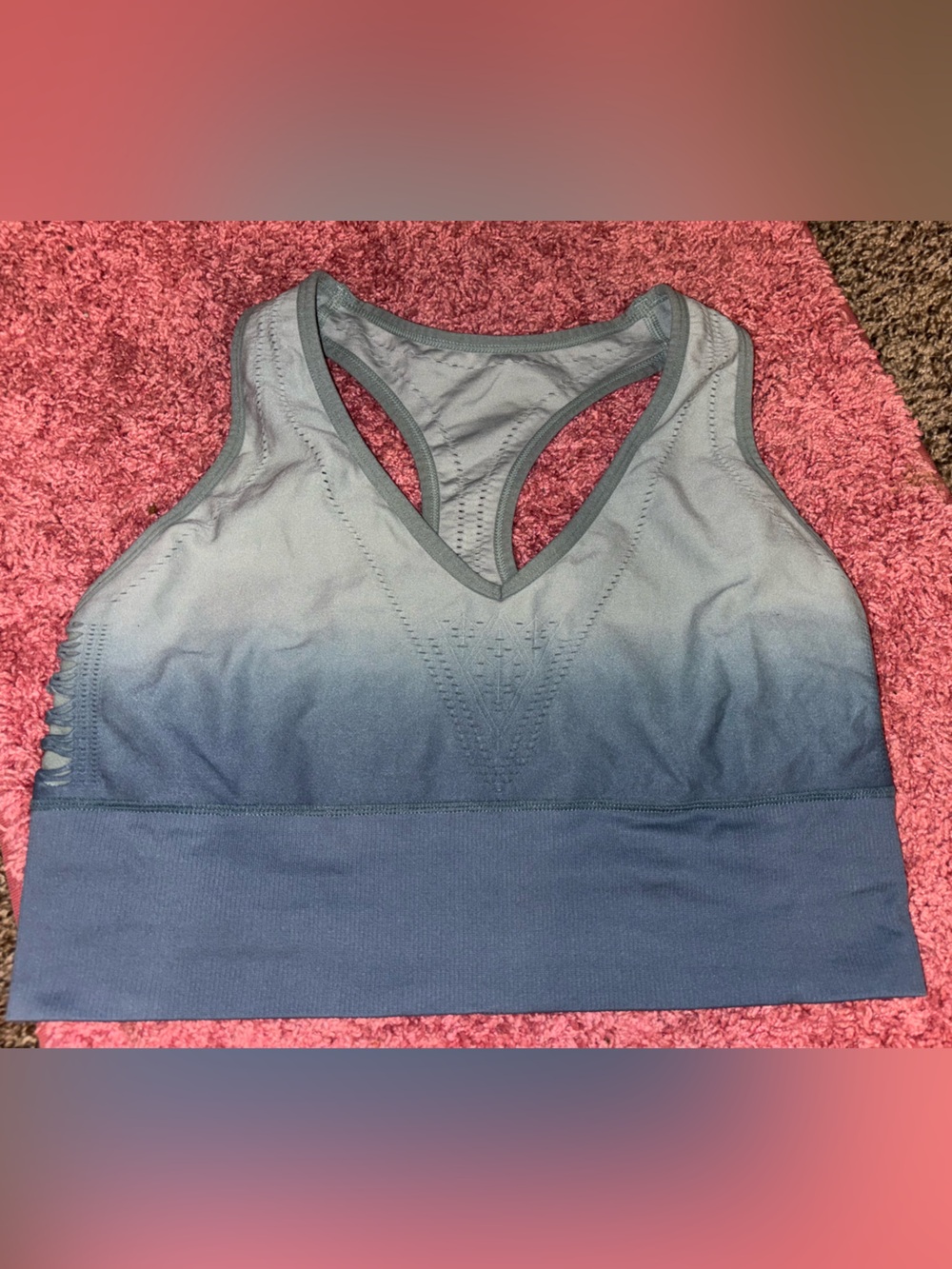 PINK Victoria's Secret Ombre Blue Racerback Sports Bra